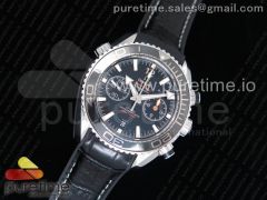 Planet Ocean Master Chronometer OMF SS Black LiquidMetal on Black Leather Strap A9900 (Black Balance Wheel) V2