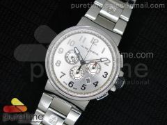 Marine Chrono 44mm SS Silver Dial Arabic Markers on SS Bracelet A7750