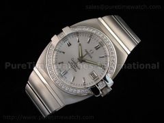 Constellation Mens SS Diamonds Bezel White