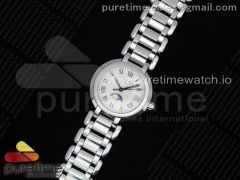 Prima Luna Moonphase Ladies SS OXF Best Edition White Dial Roman Markers on SS Bracelet Ronda Quartz