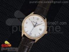 Master Ultra Thin Date RG White Dial Arabic Markers on Brown Leather Strap MIYOTA 9015