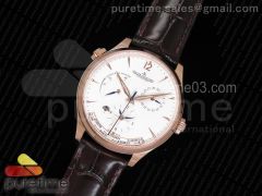 Master Geographic Real PR RG SWF 1:1 Best Edition White Dial on Brown Leather Strap A939