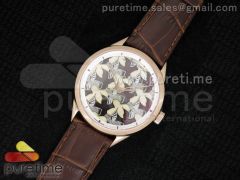 Les Univers Infinis 40mm RG Cream Bird Dial on Brown Leather Strap A2824