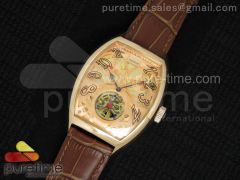 Giga Tourbillon Oval RG RG Skeleton Dial on Brown Leather Strap A23J