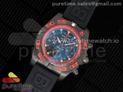 Chronomat 44mm Blacksteel Orange GF 1:1 Best Edition Black Dial on Black Rubber Strap A7750