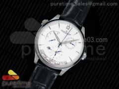 Master Geographic Real PR SS SWF 1:1 Best Edition White Dial on Black Leather Strap A939