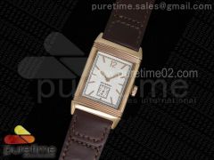 Reverso Ultra Thin Duoface RG White Dial Stick Markers on Brown Leather Strap Ronda Quartz
