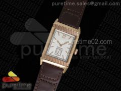 Reverso Ultra Thin Duoface RG White Dial Stick Markers on Brown Leather Strap Ronda Quartz