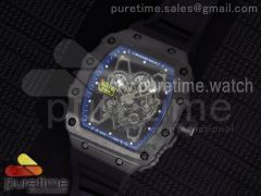 RM 035 Forge Carbon Blue Inner Bezel Skeleton Dial on Black Rubber Strap MIYOTA9015