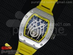 RM 19-01 Tourbillon SS Skeleton Spider Dial on Yellow Rubber Strap 6T51