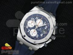 Royal Oak Offshore 2014 "Navy" JF 1:1 Best Edition Blue Theme on Blue Rubber Strap A7750 (Free Blue Leather Strap)