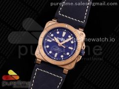 BR 03-92 Diver RG OXF 1:1 Best Edition Blue Dial RG Bezel on Blue Asso Strap MIYOTA 9015 (Free Nylon Strap)