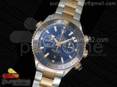 Seamaster Planet Ocean Ceragold SS Blue Ceramic Bezel Black Dial on SS/RG Bracelet A9301