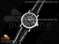 Calatrava 5153 SS ZF 1:1 Best Edition Black Dial on Black Leather Strap A324CS