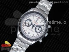 Speedmaster Moonwatch OMF 1:1 Best Edition White Dial Black Hand on SS Bracelet A9900