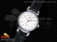Da Vinci IW356601 SS TW 1:1 Best Edition White Dial on Black Leather Strap A2892