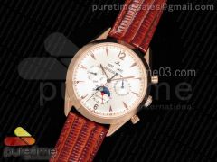 Master Complicated RG Silver Dial on Red Leather Strap ETA2836