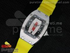 RM 007 Lady SS Diamonds Dial on Yellow Rubber Strap 6T51