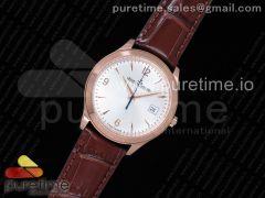 Master Control Date 1542520 RG ZF 1:1 Best Edition Silver Dial RG Markers on Brown Leather Strap A899