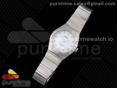 Constellation Ladies SS 28mm AF 1:1 Best Edition White Dial Diamonds Markers on SS Bracelet ETA Quartz