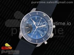 SuperOcean Heritage Chrono SS Blue Dial on Blue Rubber Strap A7750