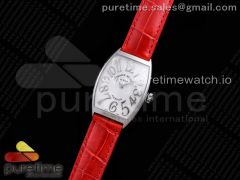 Ladies 2852 SS OXF Best Edition White Dial on Red Leather Strap Jap Quartz
