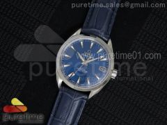 Aqua Terra 38.5mm SS Blue Textured Dial on Blue Leather Strap A8500