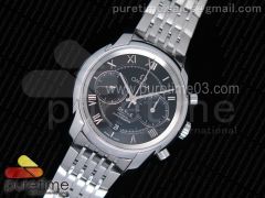 De Ville Chronograph 42mm SS OMF 1:1 Best Edition Black Dial on SS Bracelet A9900 (Black Balance Wheel)