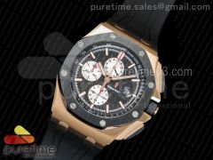 Royal Oak Offshore 44mm RG Updated Black Ceramic Bezel JF 1:1 Best Edition on Rubber Strap A3126