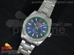 Milgauss 116400 GV JF 1:1 Green Sapphire Blue Dial on SS Bracelet SH3131