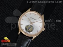 Master Ultra Thin Tourbillon RG Silver Dial on Black Leather Strap