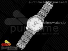 De Ville Prestige Quartz 27.4 mm SS ZF 1:1 Best Edition White Dial on SS Bracelet Jap Quartz