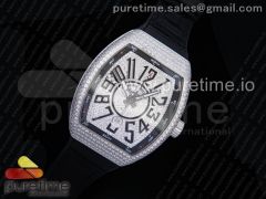 Vanguard V45 SS Full Paved Diamonds OXF Full Diamonds Dial on Black Gummy Strap A2824