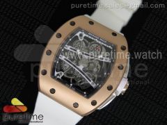 RM061 RG RMF White Inner Bezel Skeleton Dial on White Rubber Strap MIYOTA9015