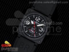BR 03-92 PVD Black Dial White Markers Red Hand on Black Rubber Strap MIYOTA 9015
