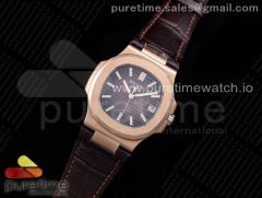 Nautilus 5711 RG GRF 1:1 Best Edition Brown Textured Dial on Brown Leather Strap 324CS