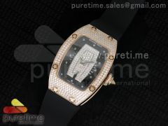 RM 007 Lady RG Diamonds Dial on Black Rubber Strap 6T51