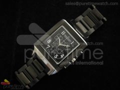 Reverso Squadra Quartz Chronograph PVD Black Dial on SS Bracelet