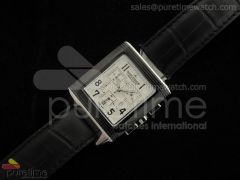Reverso Squadra Quartz Chronograph PVD White Dial on Leather Strap