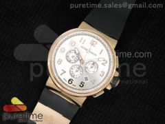 Marine Chrono 44mm RG Silver Dial Arabic Markers on Black Rubber Strap A7750