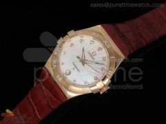 Constellation RG White MOP Dial on Red Leather Strap RONDA Quartz