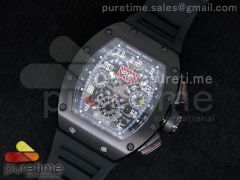 RM011-FM (Felipe Massa) Flyback Chrono PVD Skeleton Dial Black Inner Bezel on Black Rubber Strap A7750