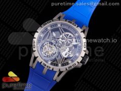 Excalibur Sports Tourbillon Titanium BBR Best Edition Skeleton Dial on Blue Rubber Strap