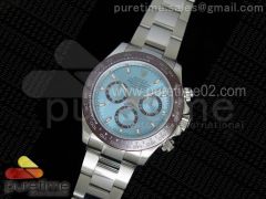 Daytona 116506 1:1 Noob Best Edition Brown Ceramic Bezel Ice Blue Dial on SS Bracelet A7750