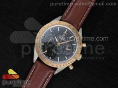 Speedmaster ’57 SS Chrono AXF Best Edition RG Bezel Black Dial on Brown Leather Strap A7750