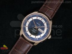 De Ville Hour Vision Annual Calendar RG Black Dial on Brown Leather Strap A2824