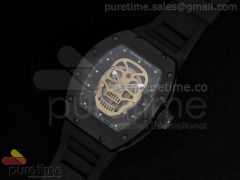 RM 052 Skull Watch PVD RG Dial on Black Rubber Strap 6T51