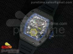 RM 036 Blue PVD Forge Carbon Bezel Skeleton Dial on Black Rubber Strap A23J