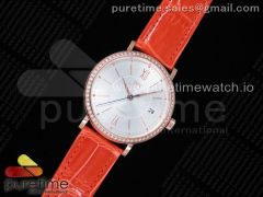 Portofino Automatic 37 RG M+F 1:1 Best Edition Silver Dial on Orange Crocodile Strap A35111