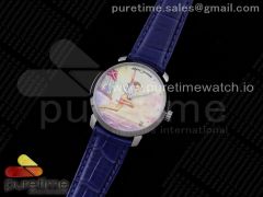 Ulysse Nardin Classico Manufacture Manara SS FKF Best Edition Style1 on Blue Leather Strap A2892